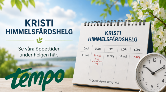 Öppettider kristihimmelsfärdshelgen
